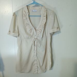 Soulmates Cream Ruffle Button-Up Blouse
